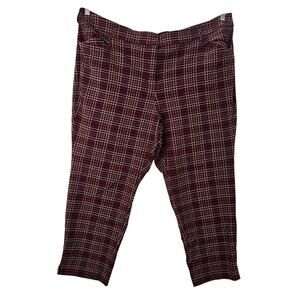 Lane Bryant Pants Womens 26 Red Plaid Knit Pull On Stretch Career Office Work